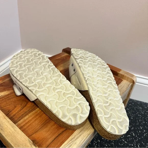 Birkenstock Cream Suede Slip-On Sandals - Picture 7 of 8